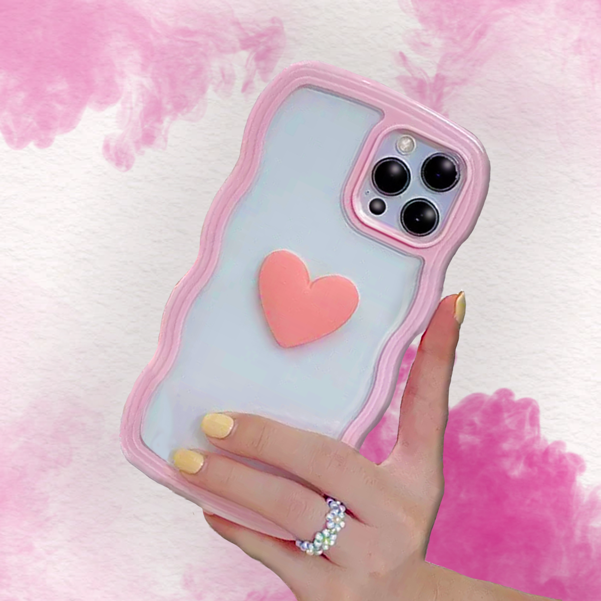 3D LOVE HEART WAVY BORDER CASE FOR IPHONE