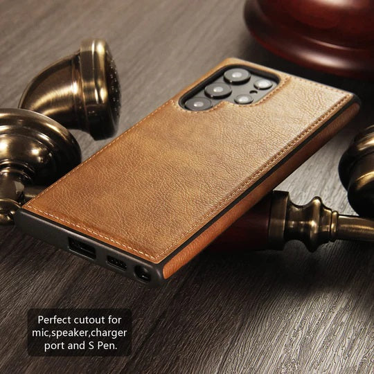 Premium PU Leather Back Cover Case For Samsung